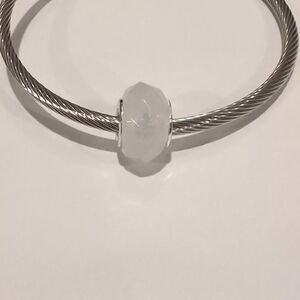 Silver Frosted White Charm for Pandora‎ Style Bracelet
